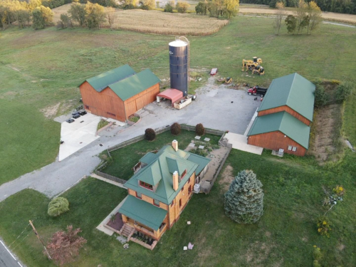 home for sale with bank barn and detached garage and office in beaver falls pa aerial photo